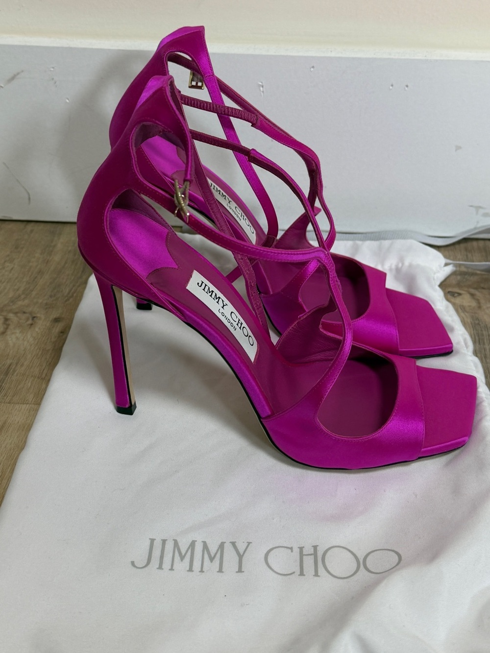 Jimmy Choo Pink Azia 100 Heeled Sandals sz 39.5 - Picture 3 of 6